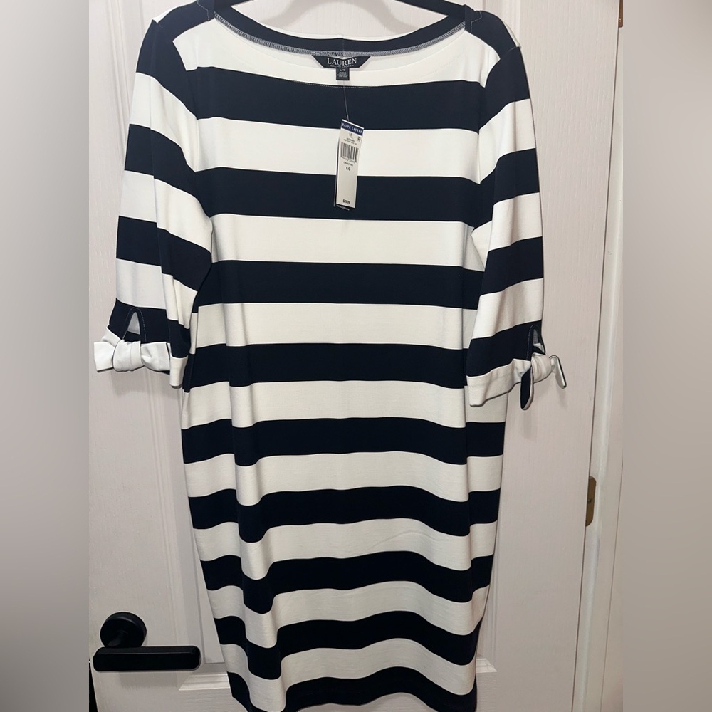 Ralph Lauren Blue and White Striped Dress